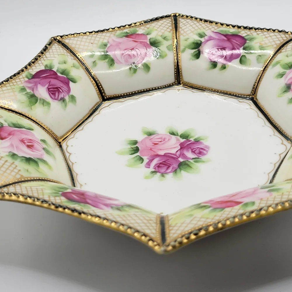 VTG Nippon Roses Bowl | Hand Painted Floral - Picture 2 of 15